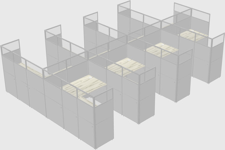 Shared l-shaped cubicle