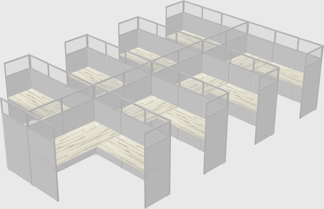 Shared l-shaped cubicle