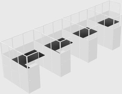 Shared l-shaped cubicle