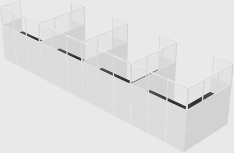 Shared l-shaped cubicle