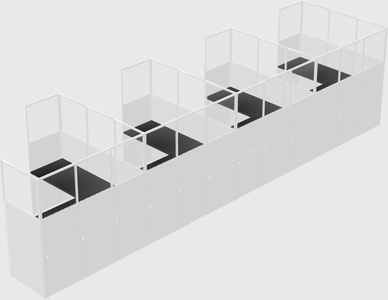 Shared l-shaped cubicle