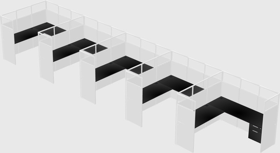 Shared l-shaped cubicle