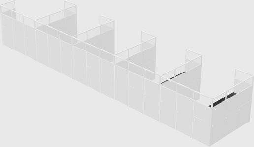 Shared l-shaped cubicle