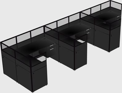 Shared l-shaped cubicle