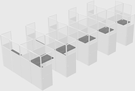 Shared l-shaped cubicle