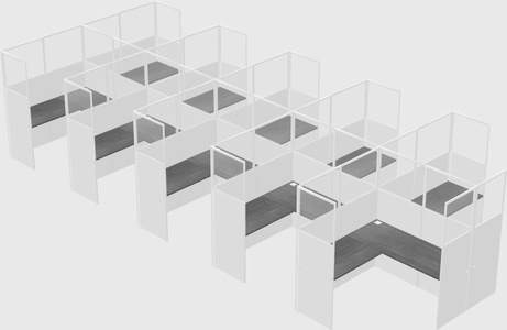 Shared l-shaped cubicle