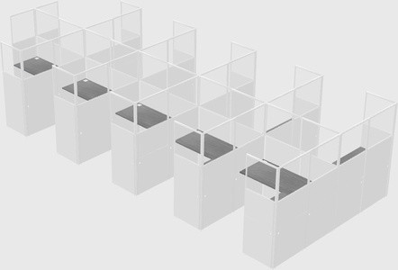 Shared l-shaped cubicle
