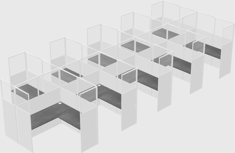 Shared l-shaped cubicle