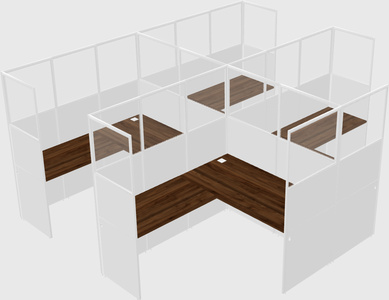 Shared l-shaped cubicle