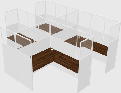 Shared l-shaped cubicle