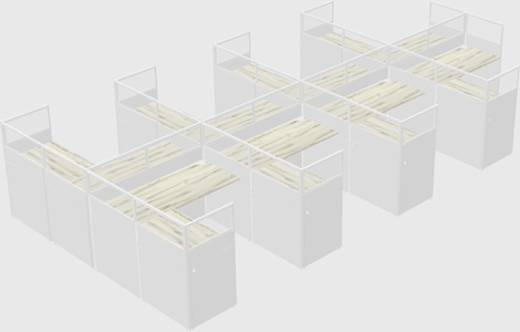 Shared l-shaped cubicle