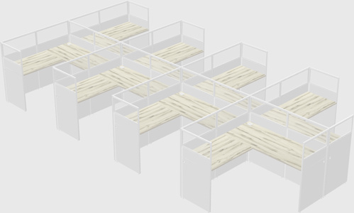Shared l-shaped cubicle