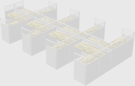 Shared l-shaped cubicle