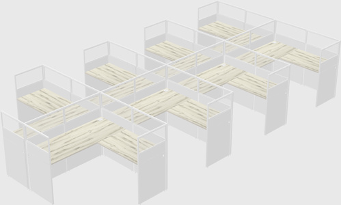 Shared l-shaped cubicle