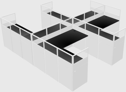 Shared l-shaped cubicle