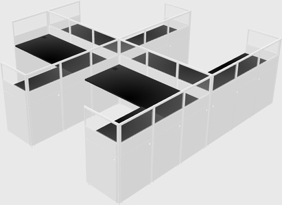 Shared l-shaped cubicle