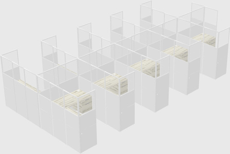 Shared l-shaped cubicle