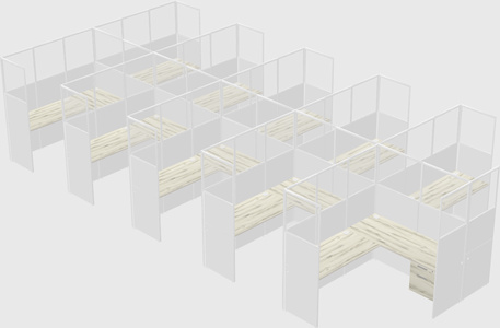 Shared l-shaped cubicle