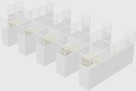 Shared l-shaped cubicle