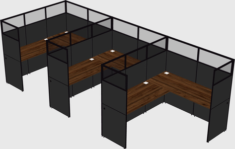 Shared l-shaped cubicle