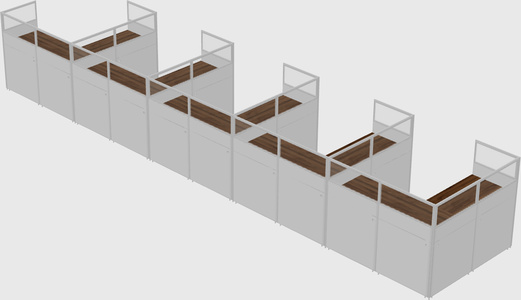 Shared l-shaped cubicle
