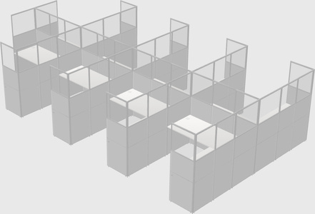 Shared l-shaped cubicle