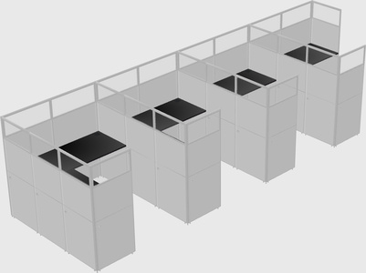 Shared l-shaped cubicle