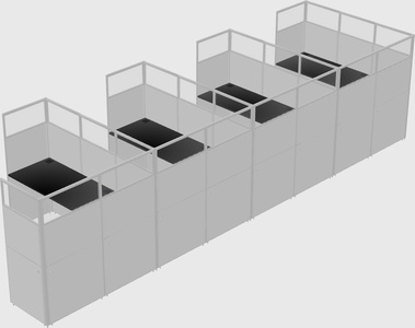 Shared l-shaped cubicle