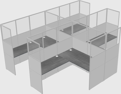 Shared l-shaped cubicle