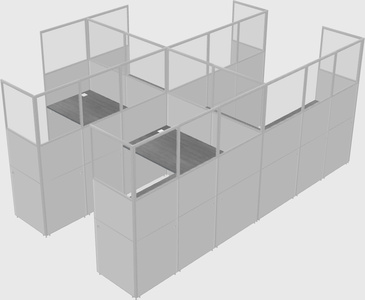 Shared l-shaped cubicle