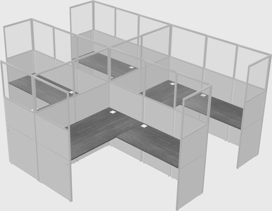 Shared l-shaped cubicle