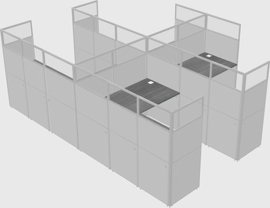 Shared l-shaped cubicle
