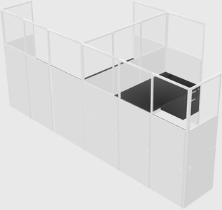 Shared l-shaped cubicle