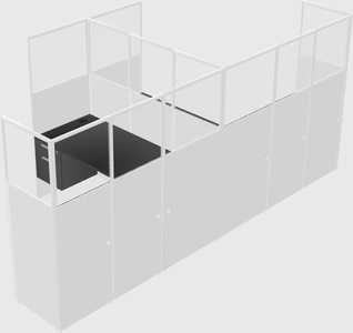 Shared l-shaped cubicle
