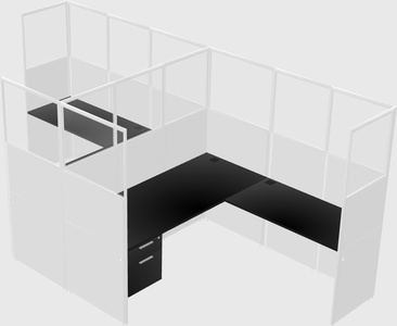 Shared l-shaped cubicle