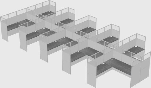 Shared l-shaped cubicle