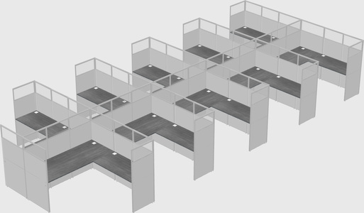 Shared l-shaped cubicle