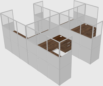 Shared l-shaped cubicle