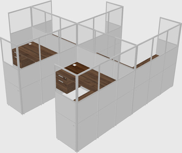 Shared l-shaped cubicle