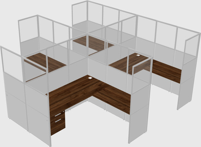 Shared l-shaped cubicle