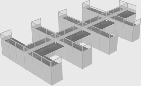 Shared l-shaped cubicle