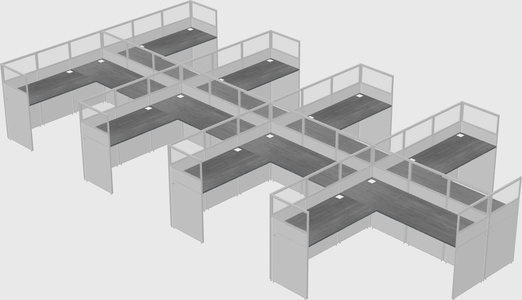 Shared l-shaped cubicle