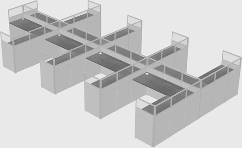 Shared l-shaped cubicle