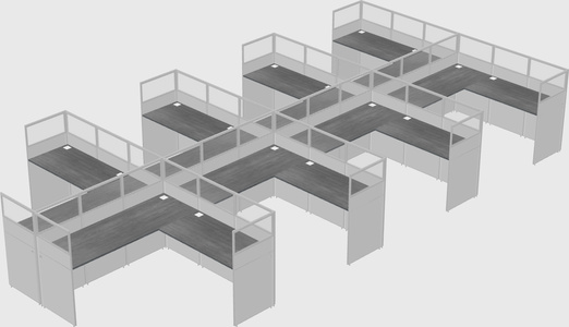 Shared l-shaped cubicle