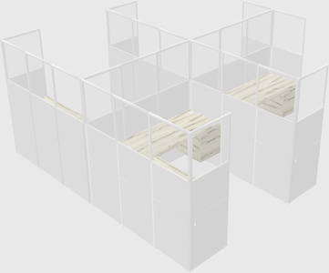 Shared l-shaped cubicle