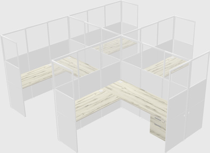 Shared l-shaped cubicle