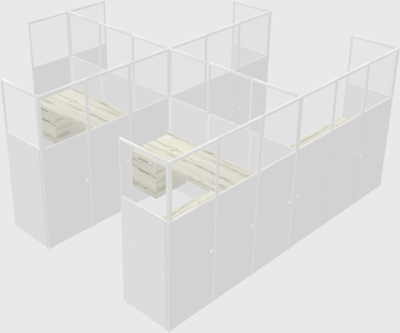 Shared l-shaped cubicle
