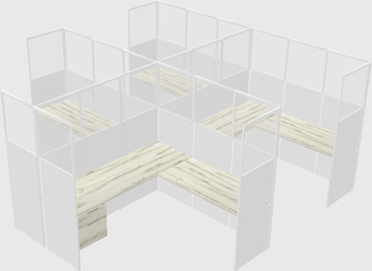 Shared l-shaped cubicle