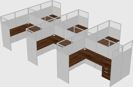 Shared l-shaped cubicle