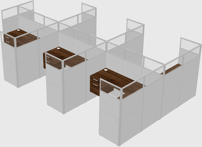 Shared l-shaped cubicle